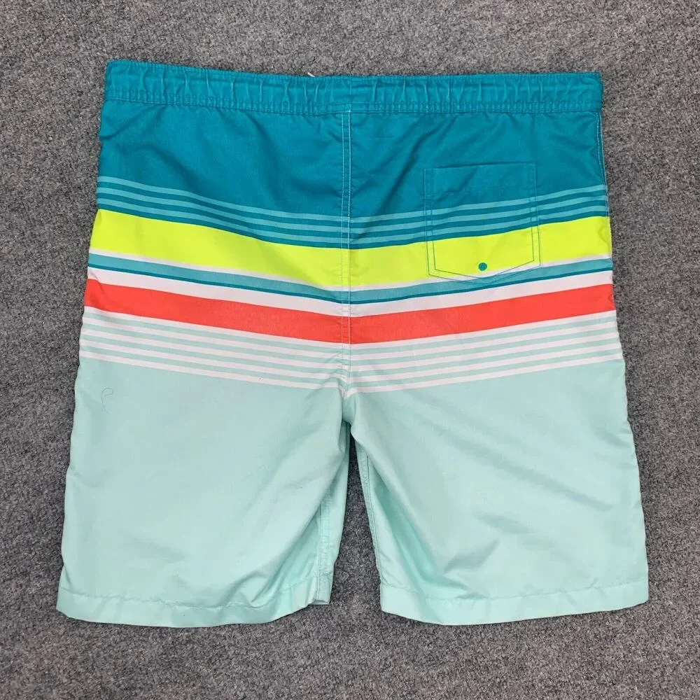 Lands End Swim Trunk Mens XL Extra Large Striped Drawstring Brief Lined *READ